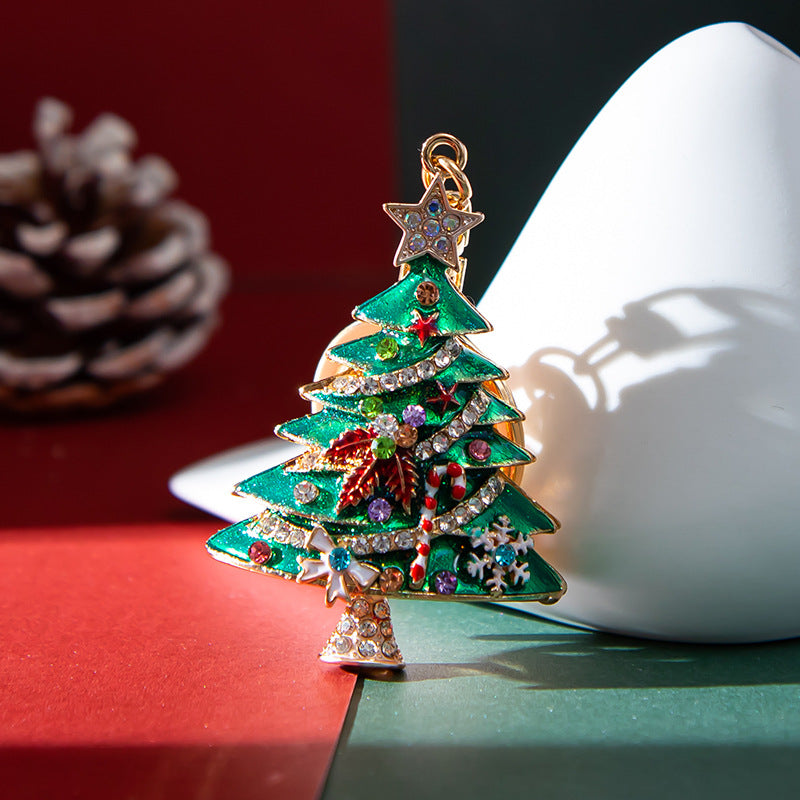 Wholesale Diamond Drip Oil Christmas Tree Zinc Alloy Keychain